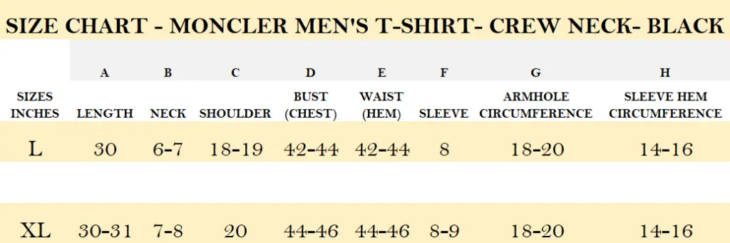 SIZE CHART - MONCLER MEN'S T-SHIRT- CREW NECK- BLACK.webp