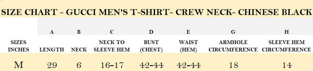 SIZE CHART - GUCCI MEN'S T-SHIRT- CREW NECK- CHINESE BLACK.webp