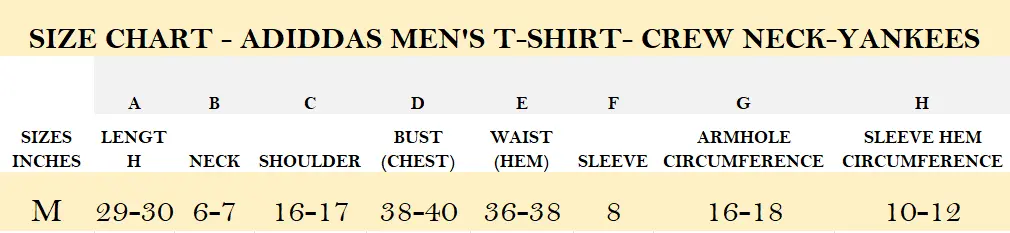 SIZE CHART - ADIDDAS MEN'S T-SHIRT- CREW NECK-YANKEES.webp